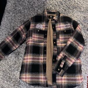 Darc Sport Black & Tan Plaid Flannel Lightweight Jacket